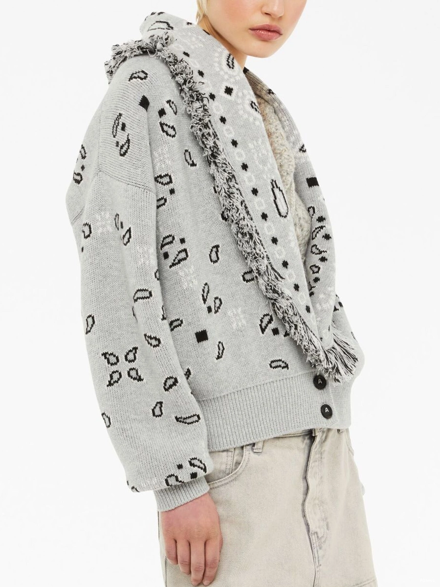 Cheap Jacquard Bandana Women fringed Alanui cardi-bomber 0731
